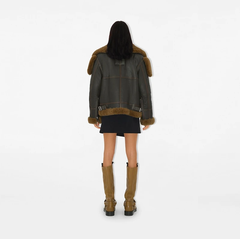 Shearling Aviator Jacket in Otter - Women | Burberry® Official