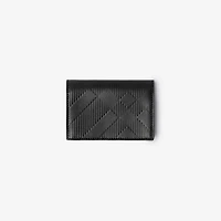 Embossed Check Bifold Card Case in Black - Men, Leather | Burberry® Official