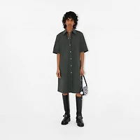 Cotton Blend Shirt Dress in Onyx - Women | Burberry® Official