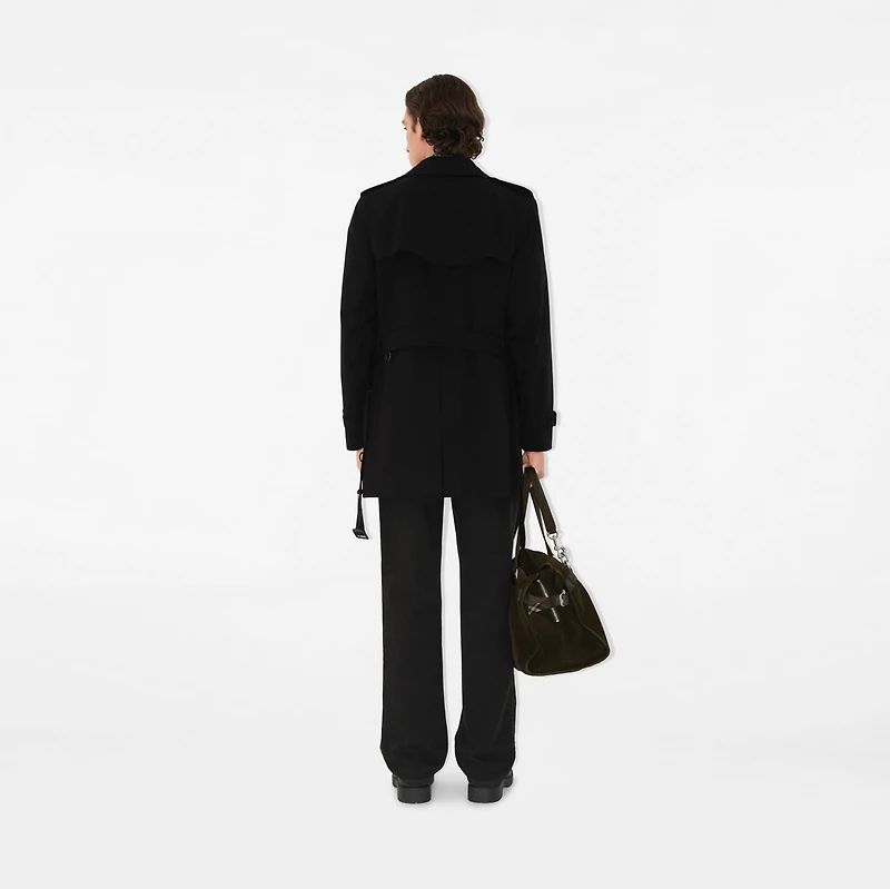 Short Kensington Heritage Trench Coat in Black - Men, Cotton Gabardine | Burberry® Official