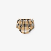 Check Cotton Dress with Bloomers in Sand beige - Children | Burberry® Official