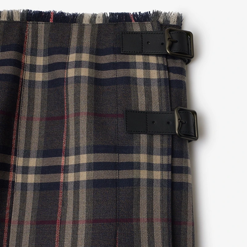 Check Wool Mini Kilt in Fig/black amethyst - Women | Burberry® Official