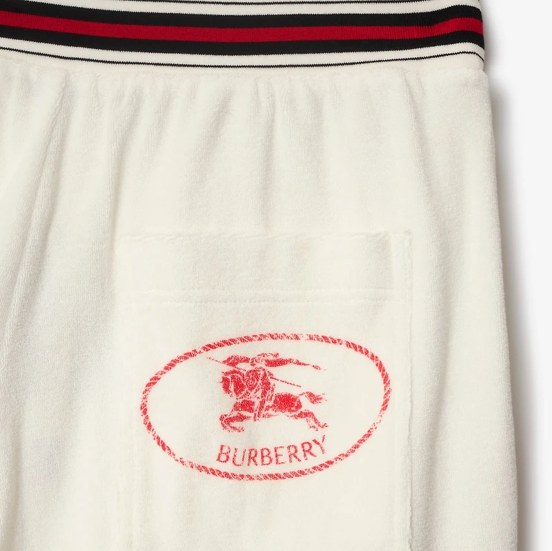 Towelling Shorts in Chalk white - Men, Cotton | Burberry® Official