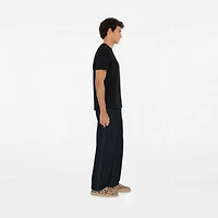 Check Label Cotton T-shirt in Black - Men | Burberry® Official