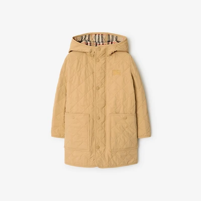 Quilted Nylon Hooded Coat in Buff | Burberry® Official