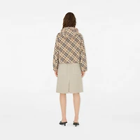 Check Hooded Jacket in Alabaster - Women, Nylon | Burberry® Official