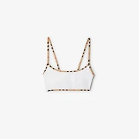 Check Trim Bikini Top in White - Women, Wool | Burberry® Official