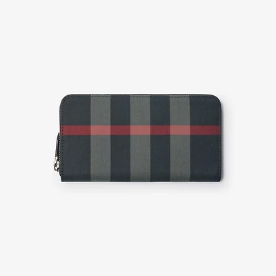 Check Zip Wallet in Navy/grey - Men | Burberry® Official