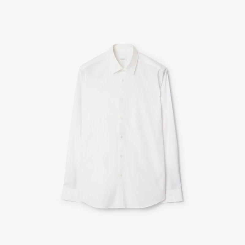 Slim Fit Stretch Cotton Shirt in Optic white - Men | Burberry® Official