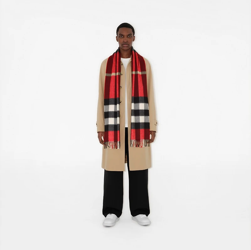 Check Cashmere Scarf in Red | Burberry® Official