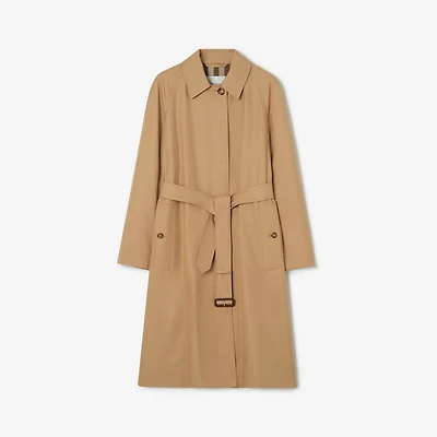 Long Cotton Car Coat in Honey beige - Women | Burberry® Official