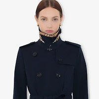 Mid-length Chelsea Heritage Trench Coat in Coal blue - Women, Cotton Gabardine | Burberry® Official