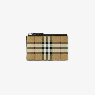 Check Zip Card Case in Archive beige - Men, Canvas | Burberry® Official