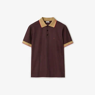 Logo Collar Cotton Polo Shirt in Wine red - Men | Burberry® Official