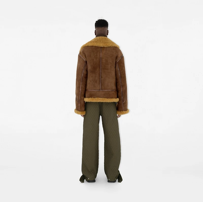 Shearling Aviator Jacket in Moss - Men, Leather | Burberry® Official