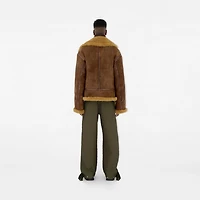 Shearling Aviator Jacket in Moss - Men, Leather | Burberry® Official