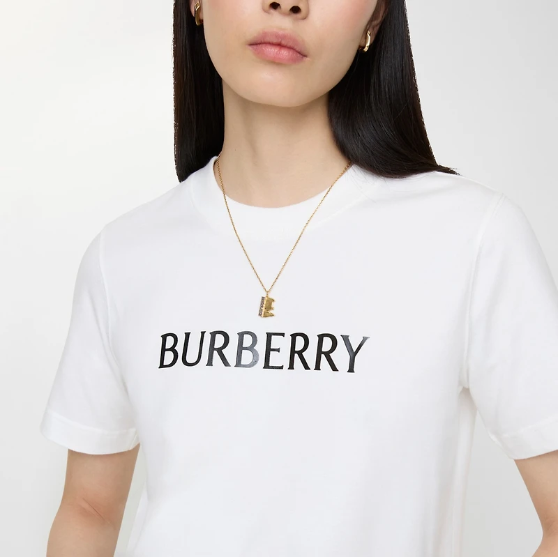 Logo Cotton T-shirt in Chalk white - Women | Burberry® Official