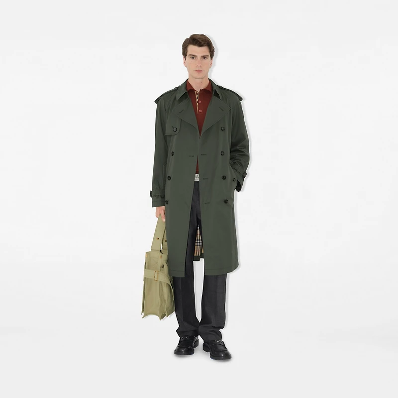 Mid-length Gabardine Trench Coat in Yew green - Men | Burberry® Official