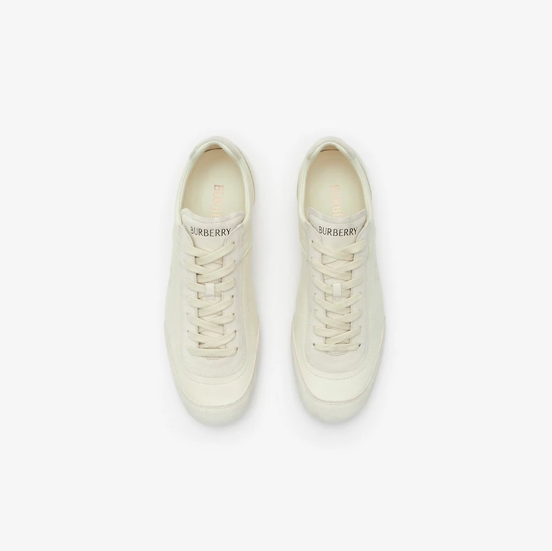 Leather Knight Runner Sneakers in Dove beige - Men | Burberry® Official