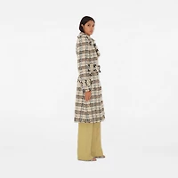 Check Bouclé Coat in String/fossil - Women, Cotton, Nylon, Technical, Wool | Burberry® Official