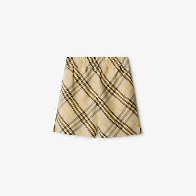 Check Linen Shorts in Wheat - Women | Burberry® Official