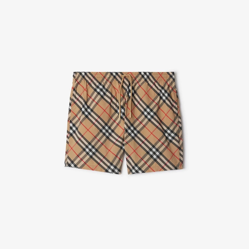 Check Swim Shorts in Sand - Men, Nylon | Burberry® Official