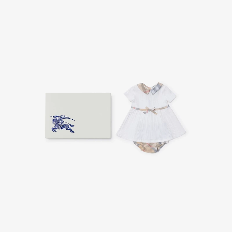 Stretch Cotton Dress with Bloomers in White - Children | Burberry® Official