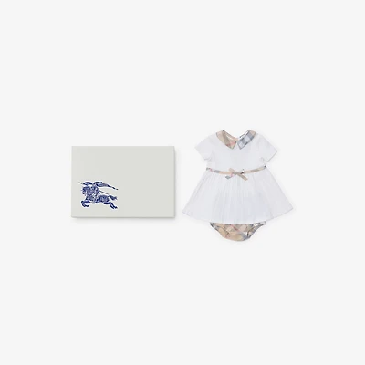 Stretch Cotton Dress with Bloomers in White - Children | Burberry® Official