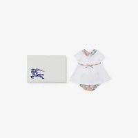 Stretch Cotton Dress with Bloomers in White - Children | Burberry® Official
