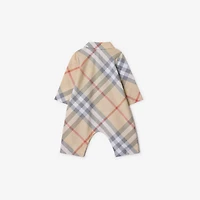 Check Cotton Jumpsuit in Pale stone - Children | Burberry® Official