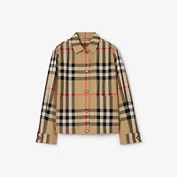 Check Cotton Overshirt in Archive beige - Women | Burberry® Official
