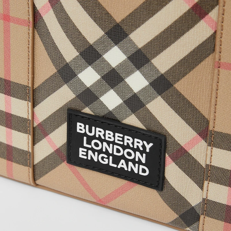 Logo Appliqué Vintage Check E-canvas Tote in Archive beige - Children | Burberry® Official