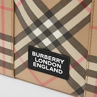 Logo Appliqué Vintage Check E-canvas Tote in Archive beige - Children | Burberry® Official