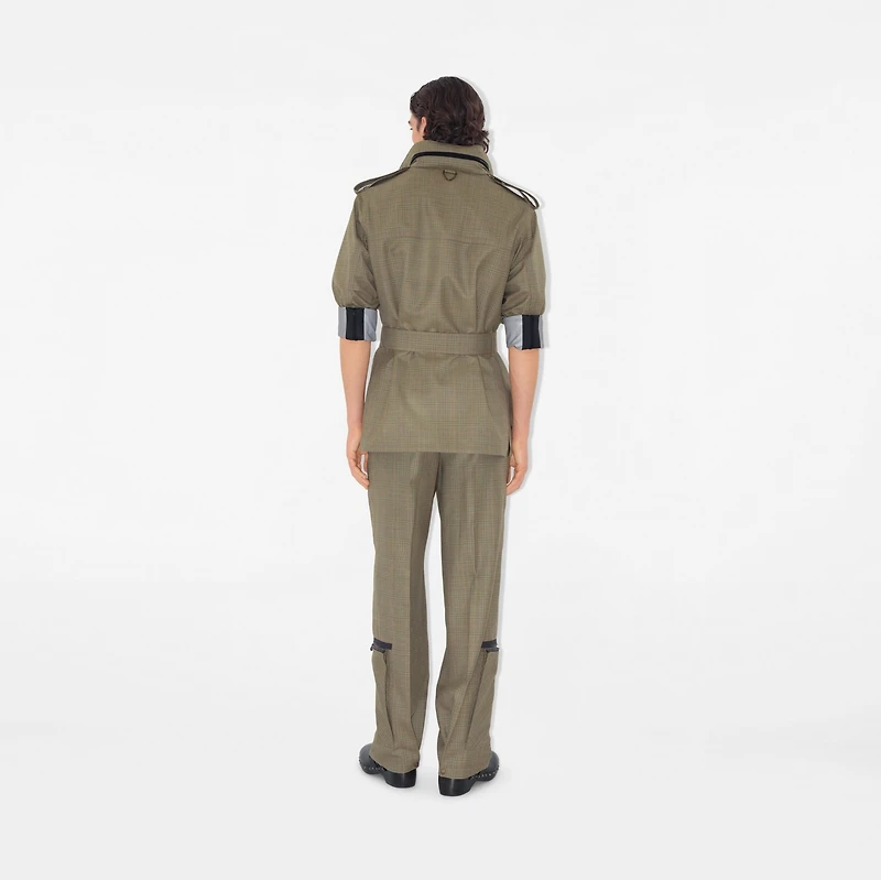 Check Wool Trousers in Loch/bliss - Men | Burberry® Official