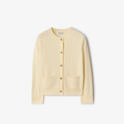 Check Patch Wool Cashmere Cardigan in Ivory | Burberry® Official