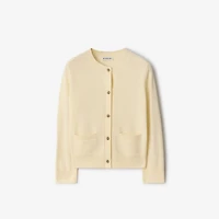 Check Patch Wool Cashmere Cardigan in Ivory | Burberry® Official