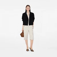 Cropped Gabardine Trench Jacket in Black - Women, Cotton | Burberry® Official
