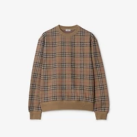 Check Cotton Blend Sweater in Nut - Men | Burberry® Official