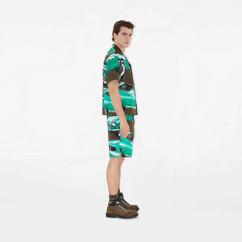 Car Cotton Poplin Shorts in Shale green - Men | Burberry® Official