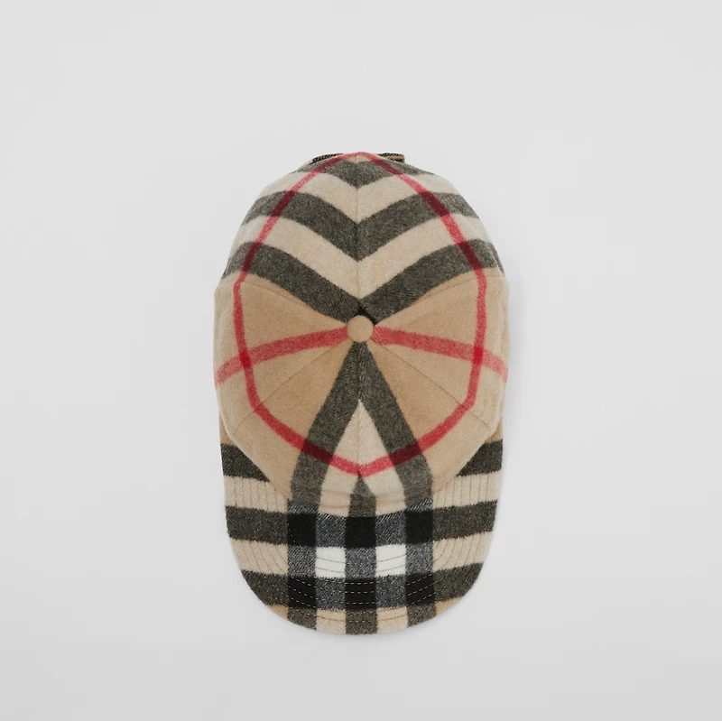 Exaggerated Check Wool Baseball Cap in Archive beige - Men | Burberry® Official