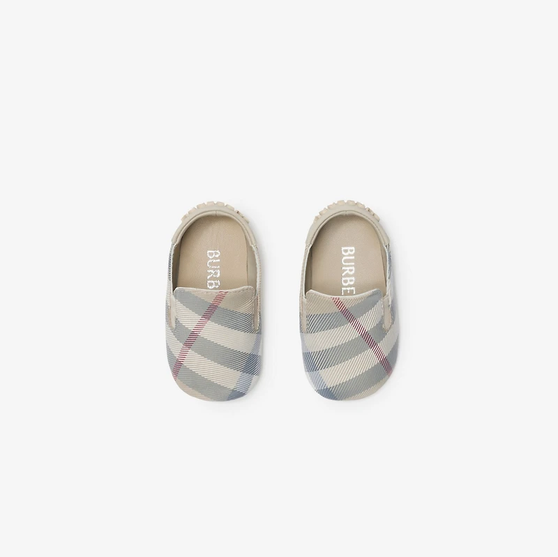Check Nylon Blend Booties in Pale stone - Children | Burberry® Official