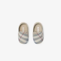 Check Nylon Blend Booties in Pale stone - Children | Burberry® Official