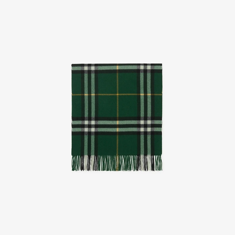 Wide Check Cashmere Scarf in Dark fern green | Burberry® Official