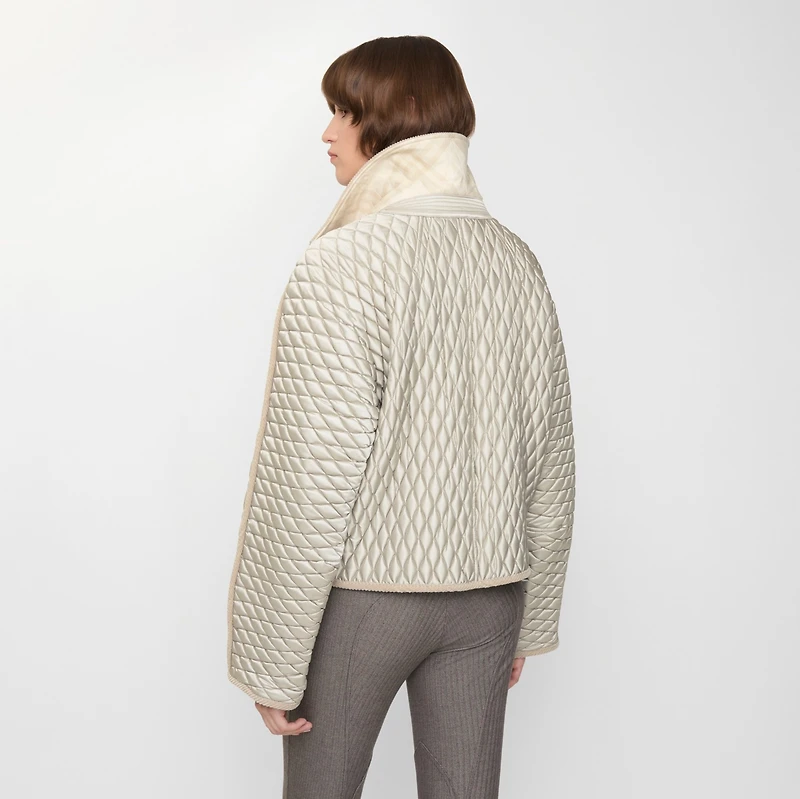 Cropped Quilted Nylon Floriston Jacket in Wisp grey - Women | Burberry® Official