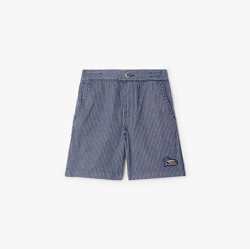 Striped Denim Shorts in Dark navy | Burberry® Official