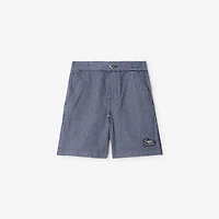 Striped Denim Shorts in Dark navy | Burberry® Official