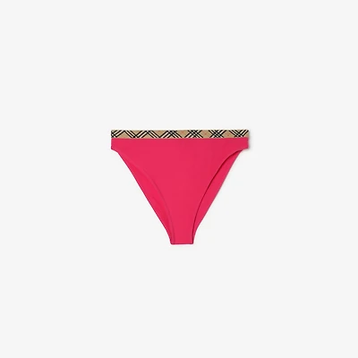 Check Trim Bikini Briefs in Jam red - Women, Nylon | Burberry® Official