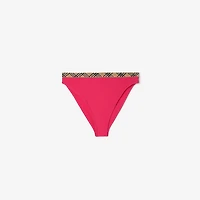 Check Trim Bikini Briefs in Jam red - Women, Nylon | Burberry® Official