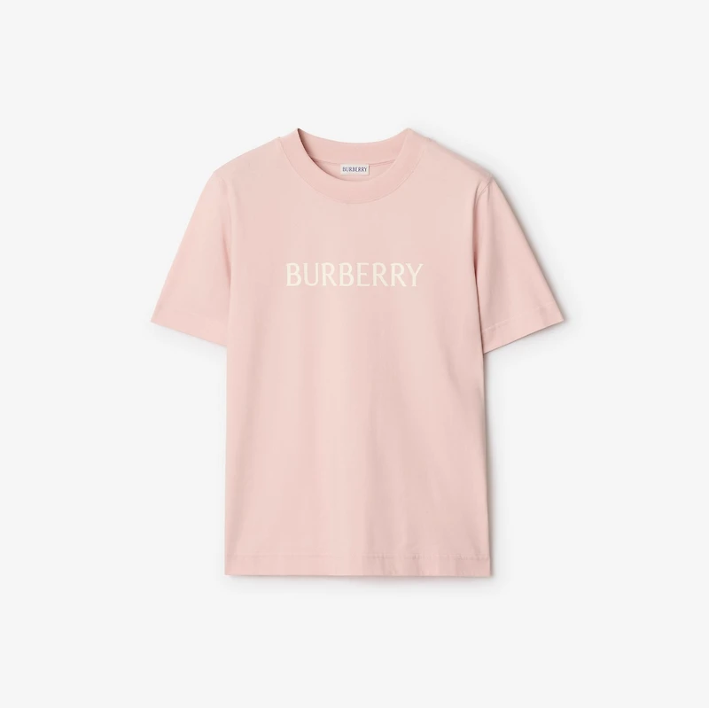 Logo Cotton T-shirt in Bouquet pink - Women | Burberry® Official