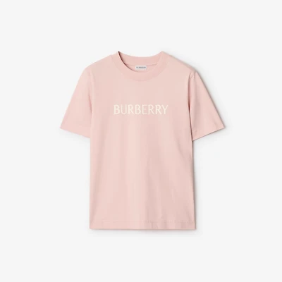 Logo Cotton T-shirt in Bouquet pink - Women | Burberry® Official